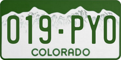 CO license plate 019PYO