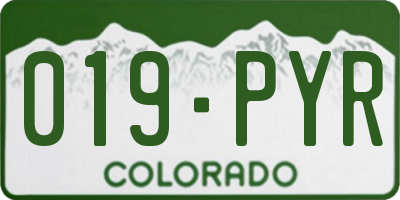 CO license plate 019PYR
