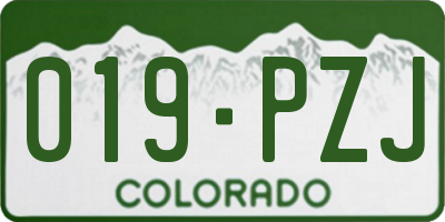 CO license plate 019PZJ