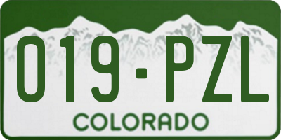 CO license plate 019PZL