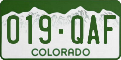 CO license plate 019QAF