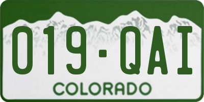 CO license plate 019QAI
