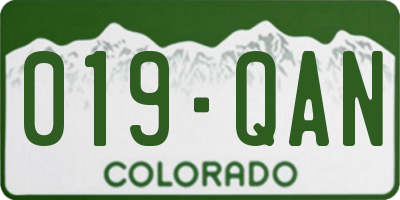 CO license plate 019QAN