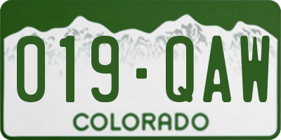 CO license plate 019QAW