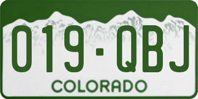 CO license plate 019QBJ