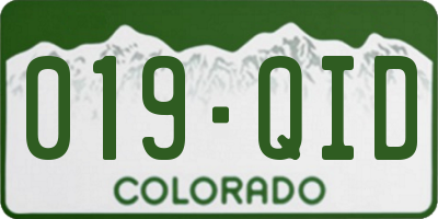 CO license plate 019QID