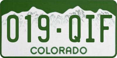 CO license plate 019QIF