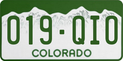 CO license plate 019QIO