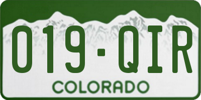 CO license plate 019QIR