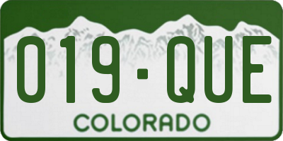 CO license plate 019QUE