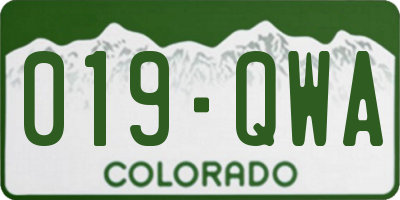 CO license plate 019QWA
