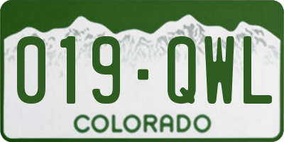 CO license plate 019QWL
