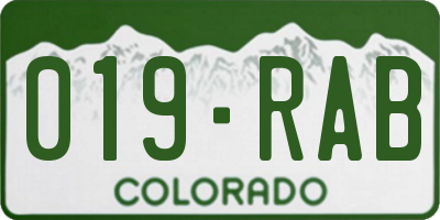 CO license plate 019RAB