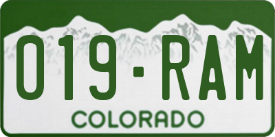 CO license plate 019RAM