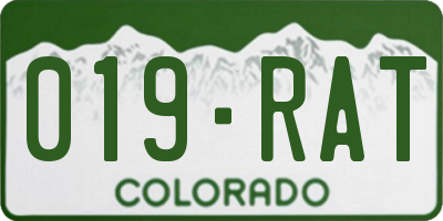 CO license plate 019RAT