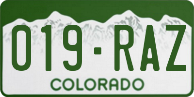 CO license plate 019RAZ