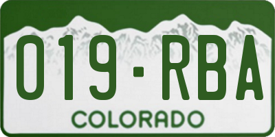 CO license plate 019RBA