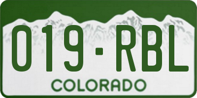 CO license plate 019RBL