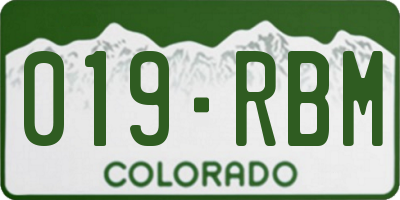 CO license plate 019RBM