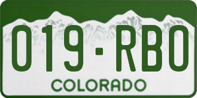 CO license plate 019RBO