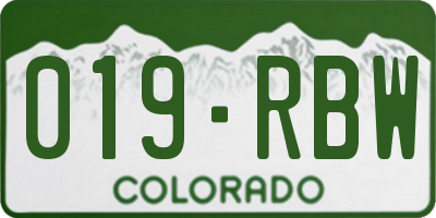 CO license plate 019RBW