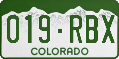 CO license plate 019RBX