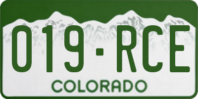 CO license plate 019RCE
