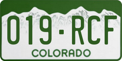 CO license plate 019RCF
