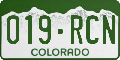 CO license plate 019RCN