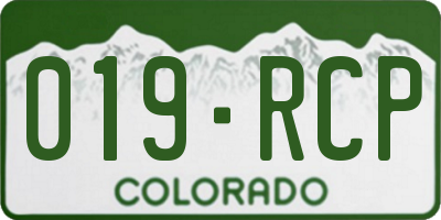 CO license plate 019RCP