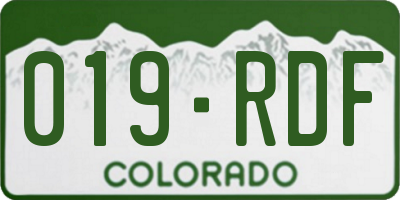 CO license plate 019RDF