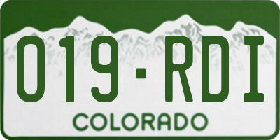 CO license plate 019RDI