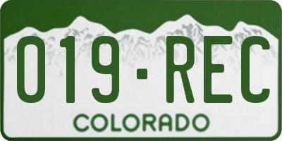 CO license plate 019REC