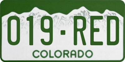 CO license plate 019RED