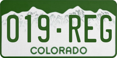 CO license plate 019REG