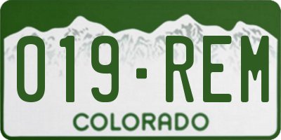 CO license plate 019REM