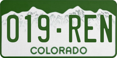 CO license plate 019REN