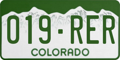 CO license plate 019RER