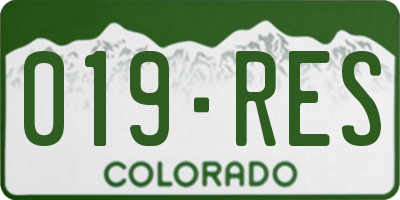 CO license plate 019RES