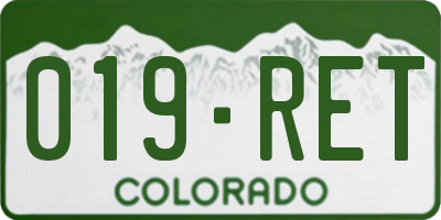 CO license plate 019RET