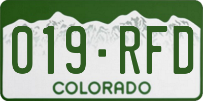 CO license plate 019RFD