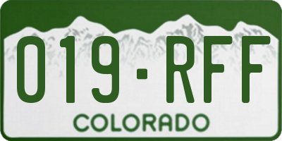 CO license plate 019RFF