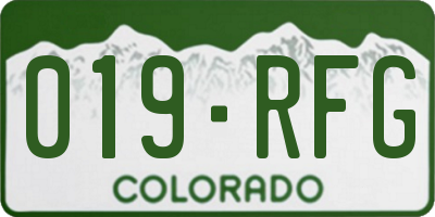 CO license plate 019RFG