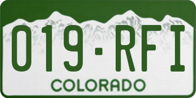 CO license plate 019RFI