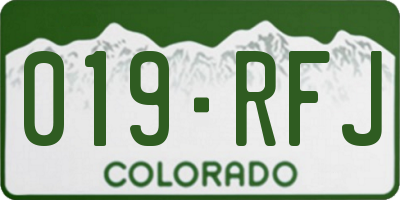 CO license plate 019RFJ