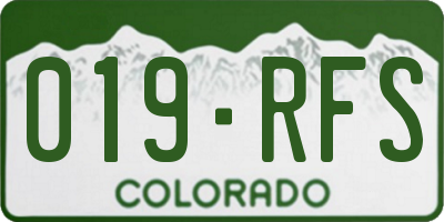 CO license plate 019RFS