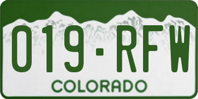 CO license plate 019RFW