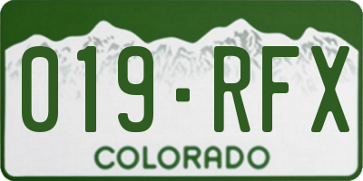 CO license plate 019RFX
