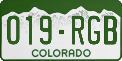 CO license plate 019RGB