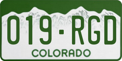 CO license plate 019RGD